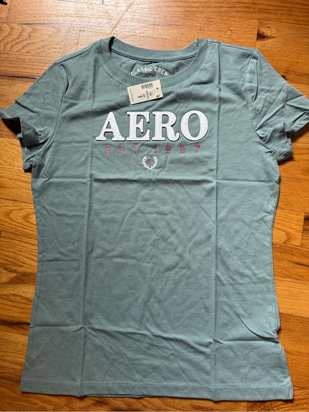 Aeropostale Women's Teal Crew Logo Tee